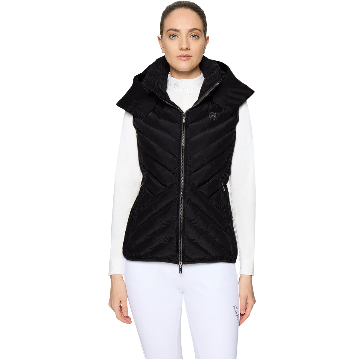 Samshield Women's Chamonix Light Puffer Vest, Black, front view