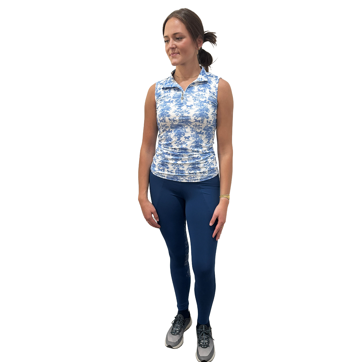 Dapplebay Equestrian Toile 1/4 Zip Sleeveless Riding Top