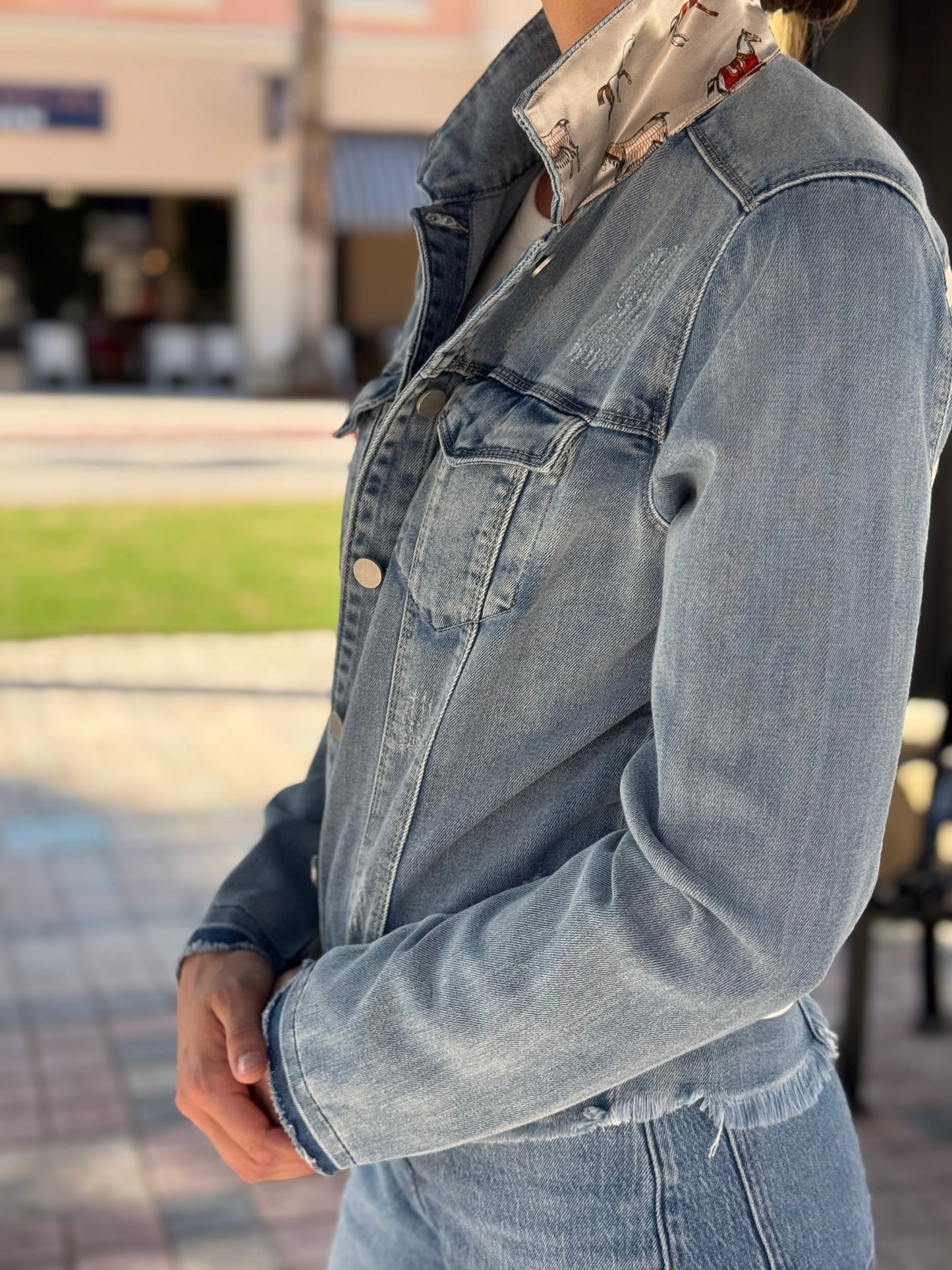 The Light Denim Jacket / Equine Elegance  / Pearl White