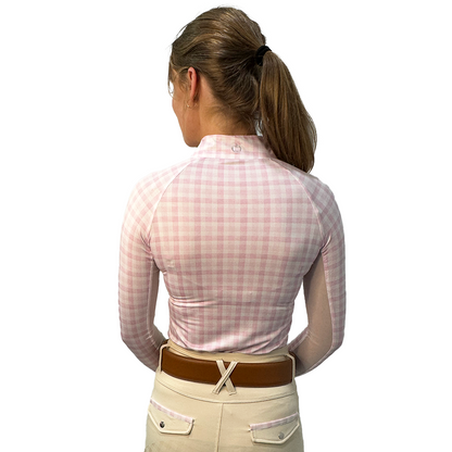 Dapplebay Gingham 1/4 Zip Long Sleeve Riding Top