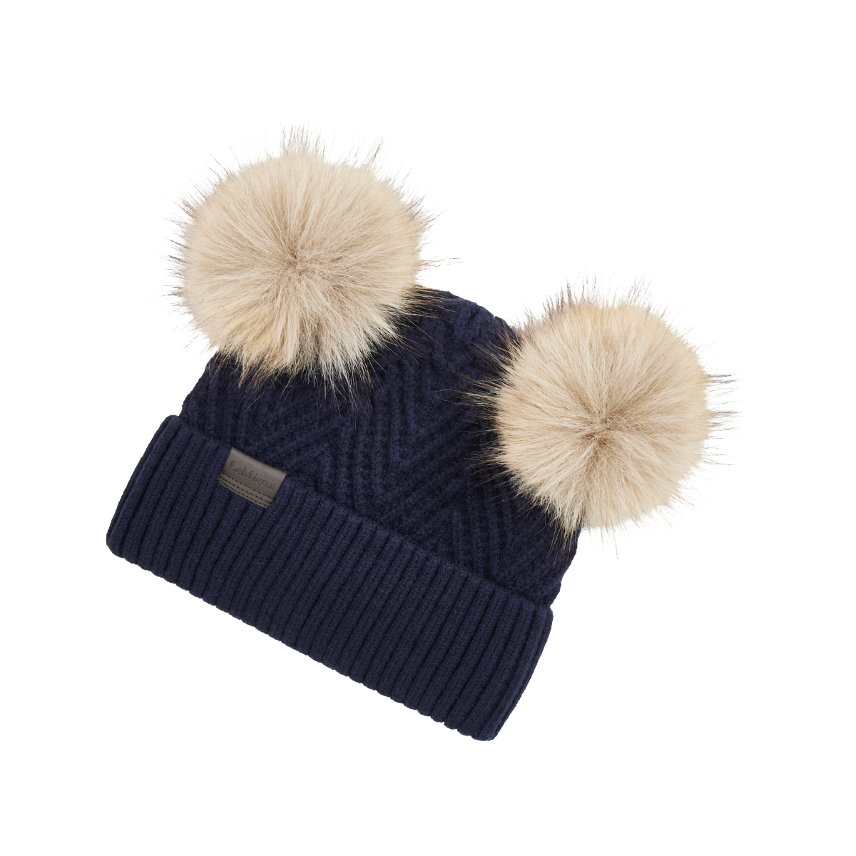 LeMieux Mini Double Pom Beanie - Navy - Front View