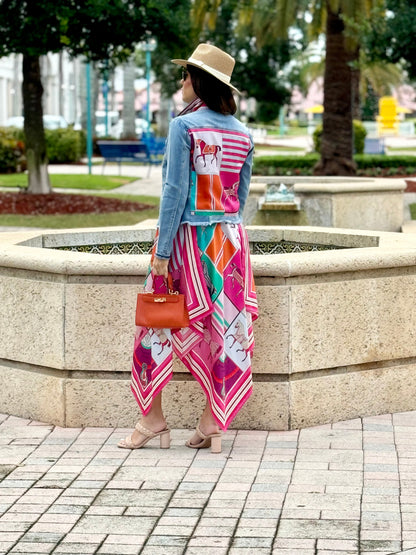 Stacy Bradley Design - Silk Dress - Pink Horse