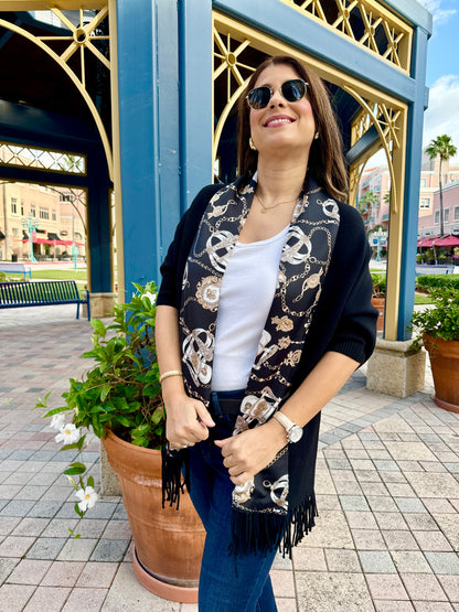 Stacy Bradley Design - Cozy Sweater Wrap - Black Stirrup