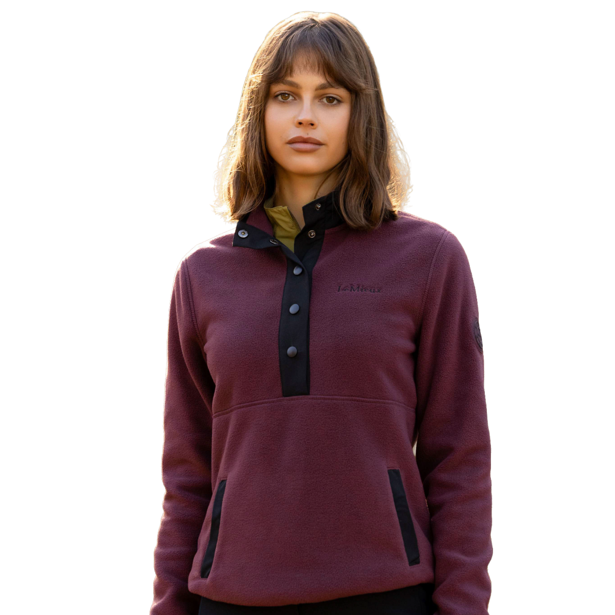 LeMieux Women's Piper Popper Fleece Pullover-Bramble-Front View