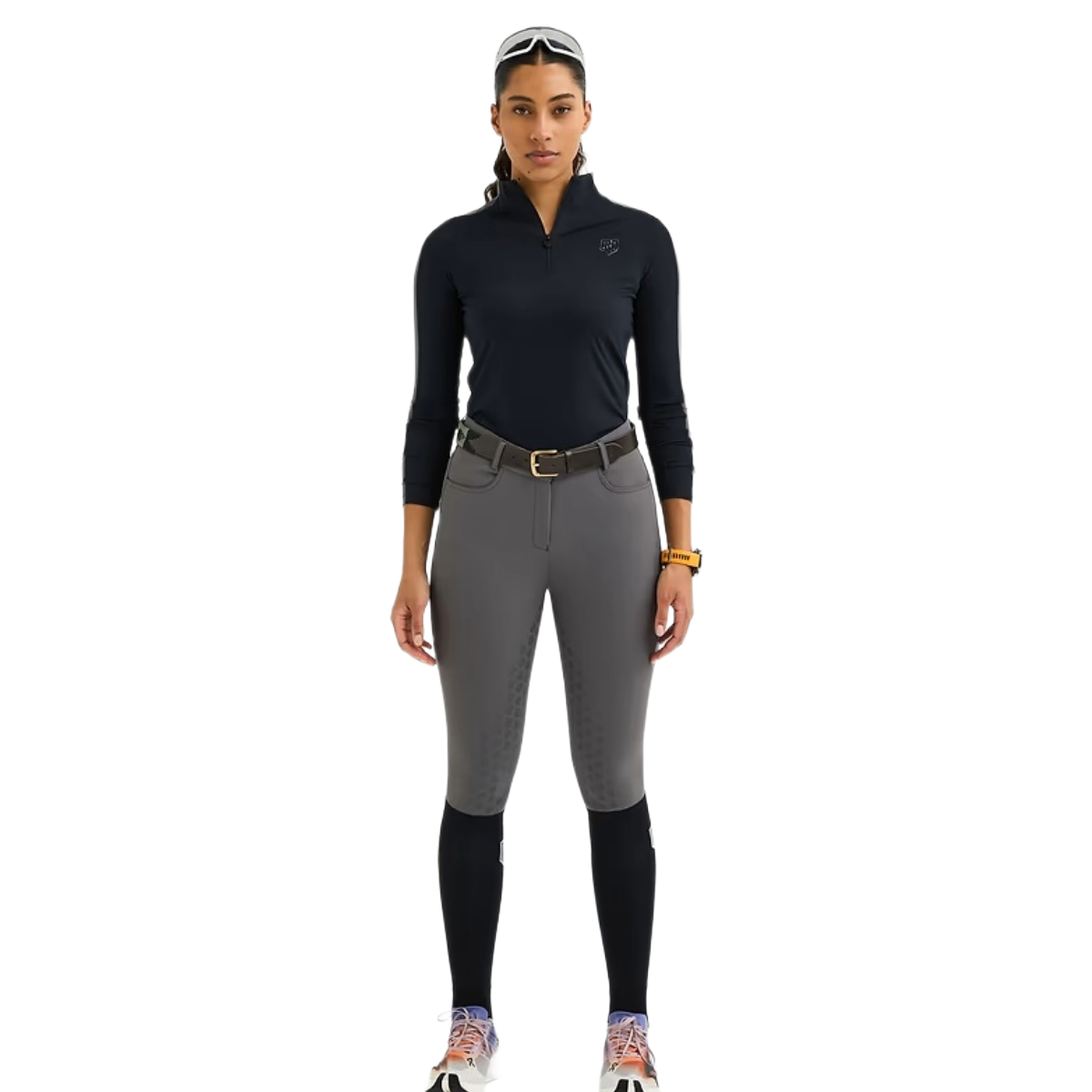 Maya Delorez Women's Half Seat Athlete Breeches-Gray-Front View