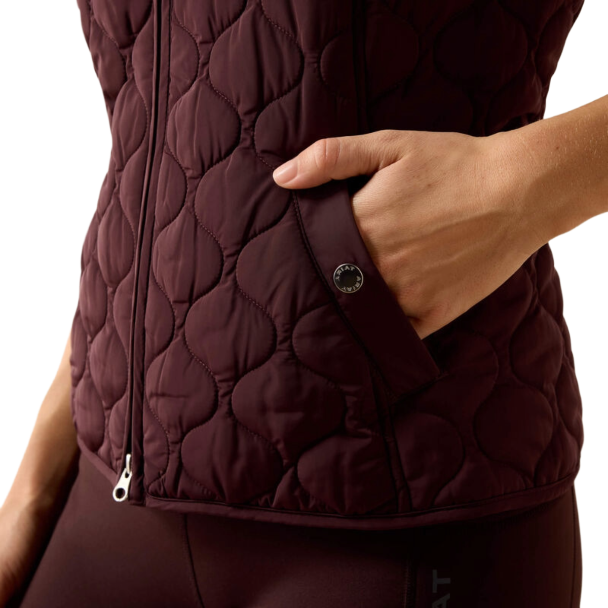 Ariat Women's Ashley 2.0 Insulated Vest model view in Chocolate Plum