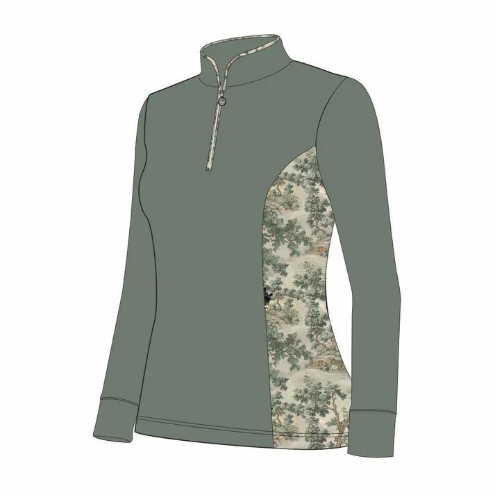 Dapplebay Women's Grace 1/4 Zip Long Sleeve Riding Top-Rosemary-front view
