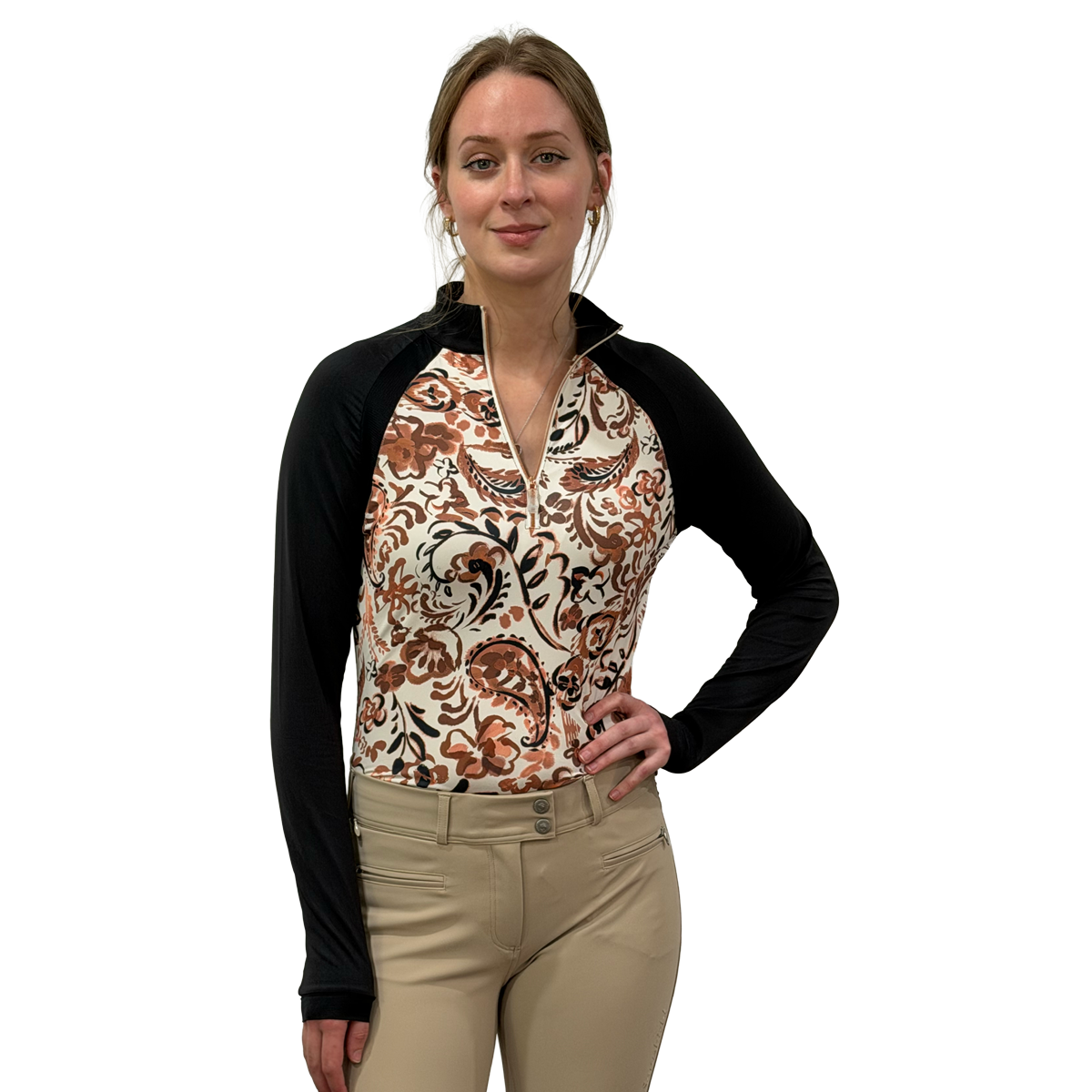 Kastel Long Sleeve Sienna Ikat Performance Raglan 1/4 Zip