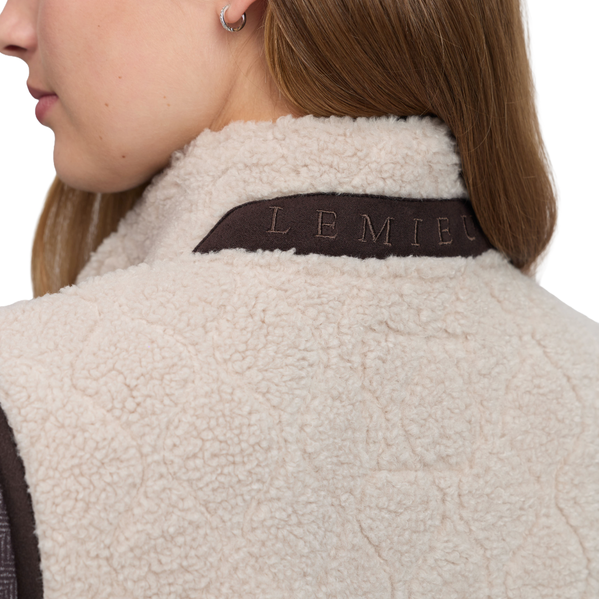 LeMieux Women's Heritage Borg Gilet-Stone-Model View