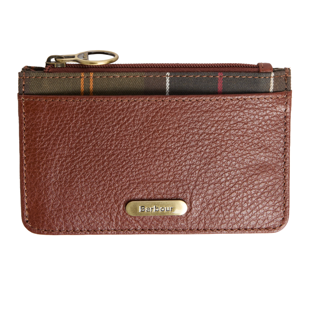 Barbour Alder Leather Gift Set, brown classic tartan, full view
