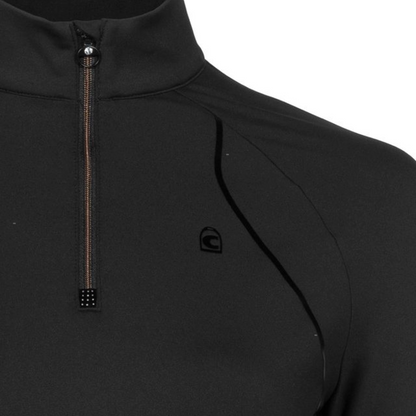 Cavallo Women's Cavaldivya HalfZip Long Sleeve Shirt-Black-Logo View