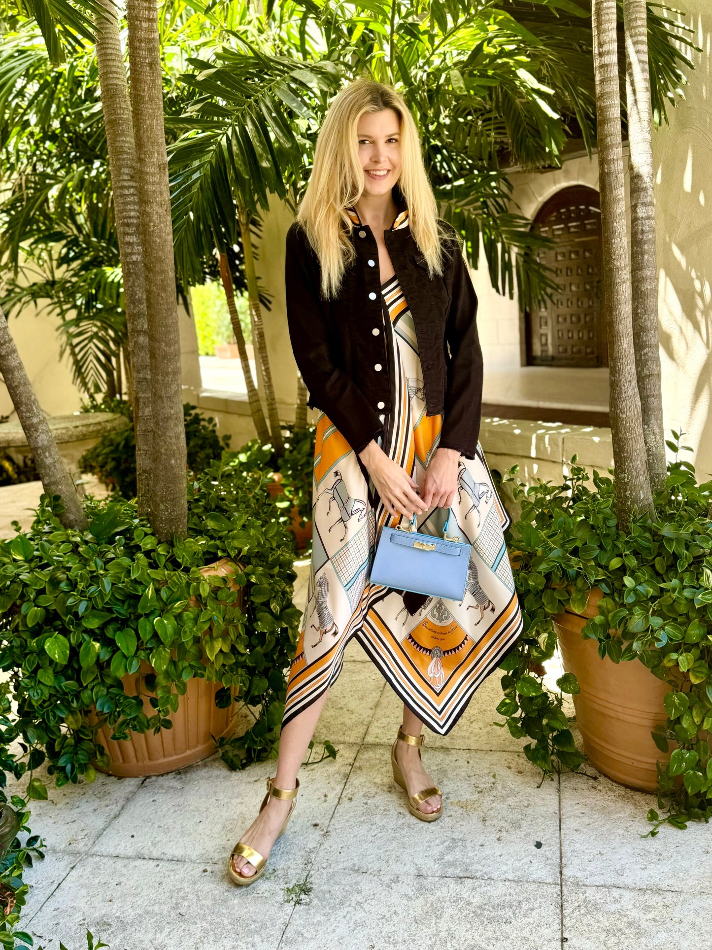 Stacy Bradley Design, The Black Denim Jacket - Blue and Black Horse