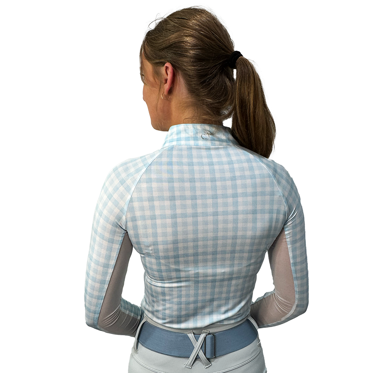 Dapplebay Gingham 1/4 Zip Long Sleeve Riding Top