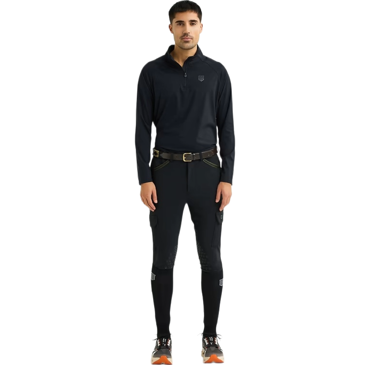 Maya Delorez Men's Cargo Half Seat Breeches-Black-Front View