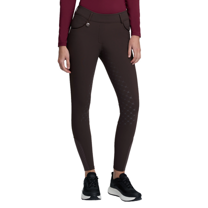 LeMieux Women's Lustre Half Seat Breggings model view in  Espresso 