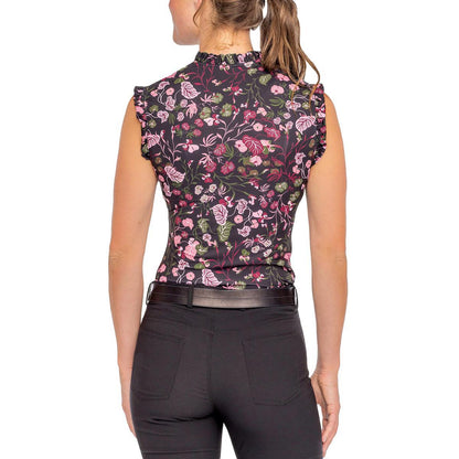 Kastel Black Modern Begonia Ruffle Tank 1/4 Zip Sun Shirt