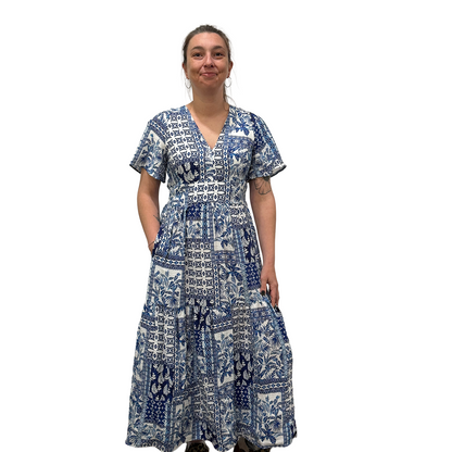 Welligogs Women's Daphne Blue Palm Dress