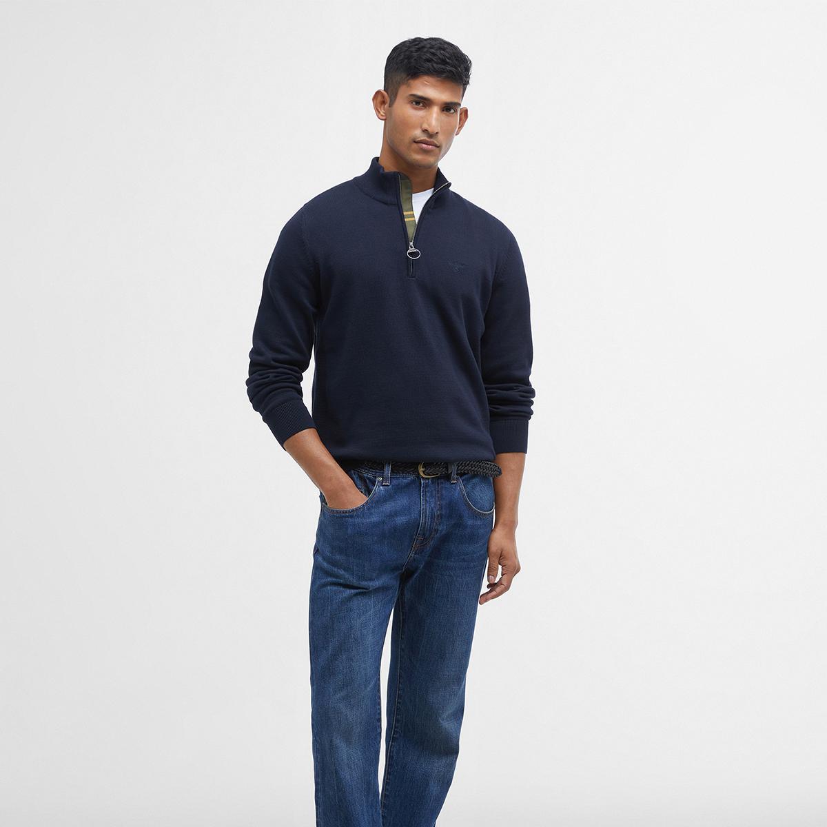 Barbour Men's Cotton Half Zip Knitted Jumper
