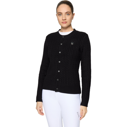Samshield Women's Linda Twisted Long Sleeve Pullover Sweater, Black, front view