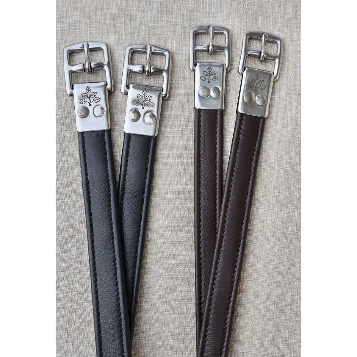 Black Oak by KL Select Riveted Half Hole Stirrup Leathers