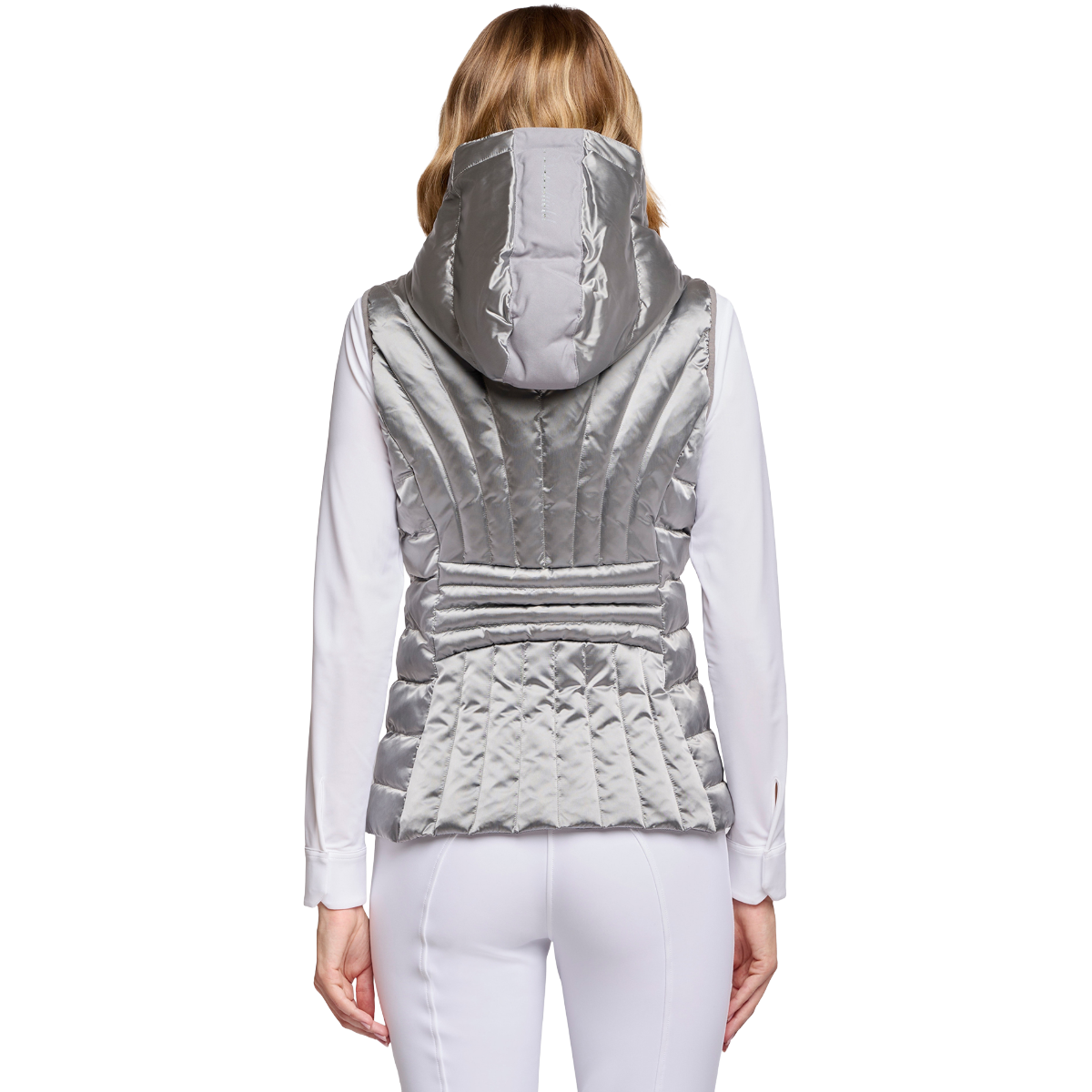 Samshield Women's Shelyne Light Puffer Vest, Silver, back view