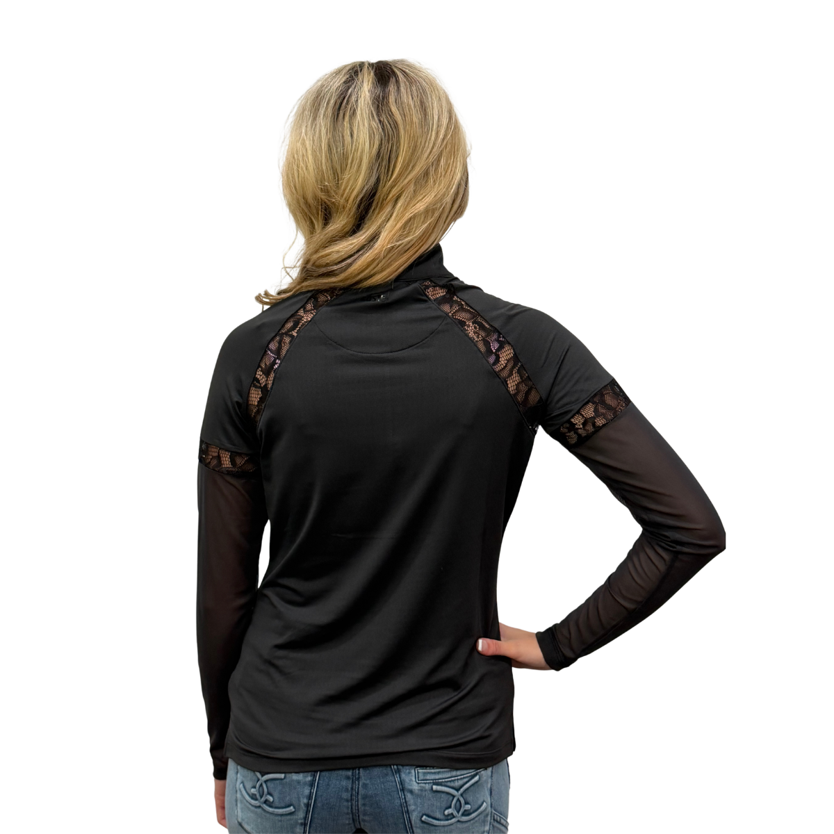 Kastel Women's Long Sleeve Lace & Mesh 1/4 Zip Sun Shirt