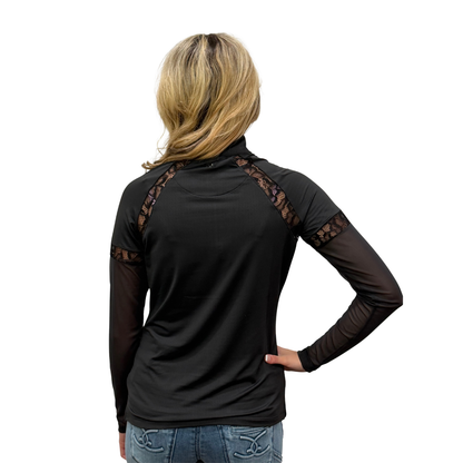 Kastel Women's Long Sleeve Lace & Mesh 1/4 Zip Sun Shirt