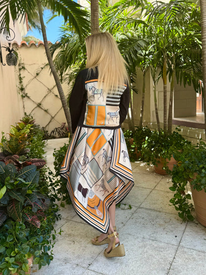 Stacy Bradley Design, The Black Denim Jacket - Blue and Black Horse