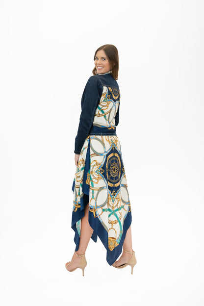 Stacy Bradley Design - Silk Dress - Blue Stirrup