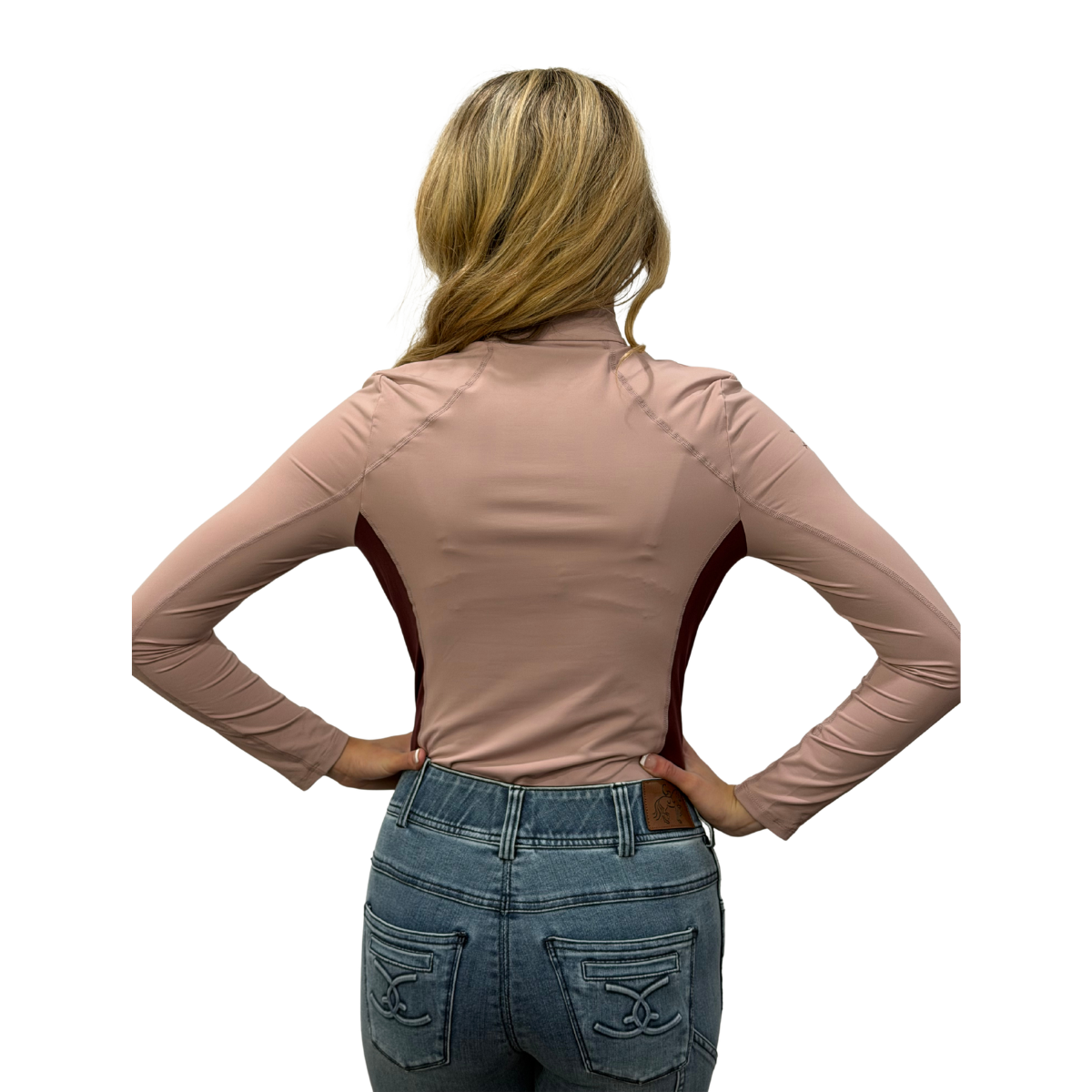 LeMieux Young Rider Classique Base Layer-wild rose-model-rear view