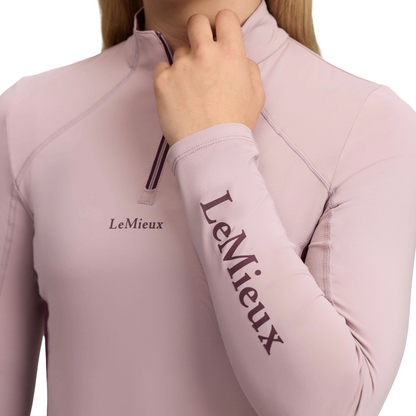 LeMieux Young Rider Classique Base Layer-wild rose-model-close up view