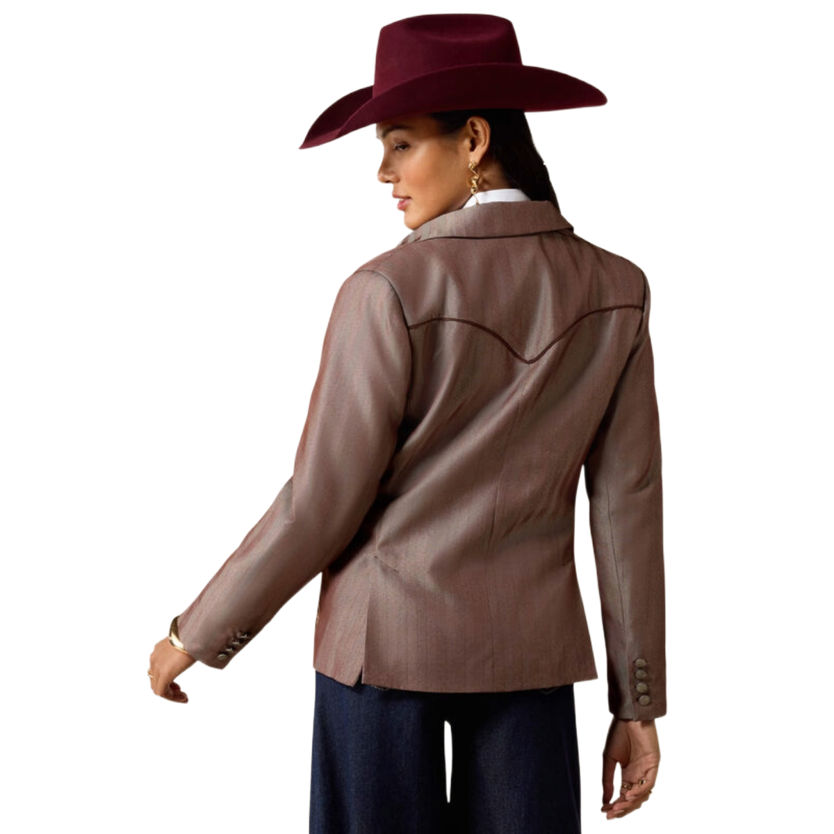Ariat Women's Herringbone Blazer model view Chickory Coffee Tweed