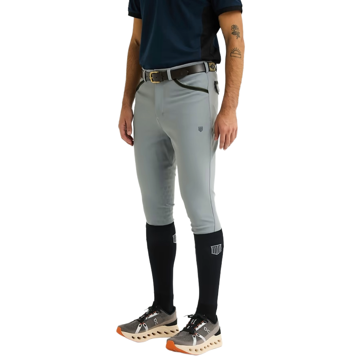 Maya Delorez Men's Half Seat Sport Breeches-Grey-Front View