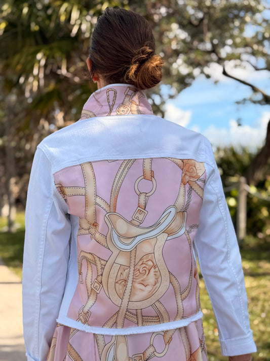 The White Denim Jacket / Pink Equestrian