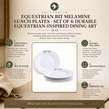 Arthur Court Designs - Equestrian Bit Melamine Lunch Plates - Set of 4