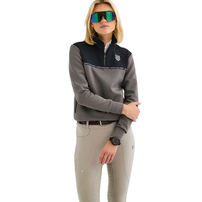 Maya Delorez Women's Halfzip Pullover-Gray/Black-Front View