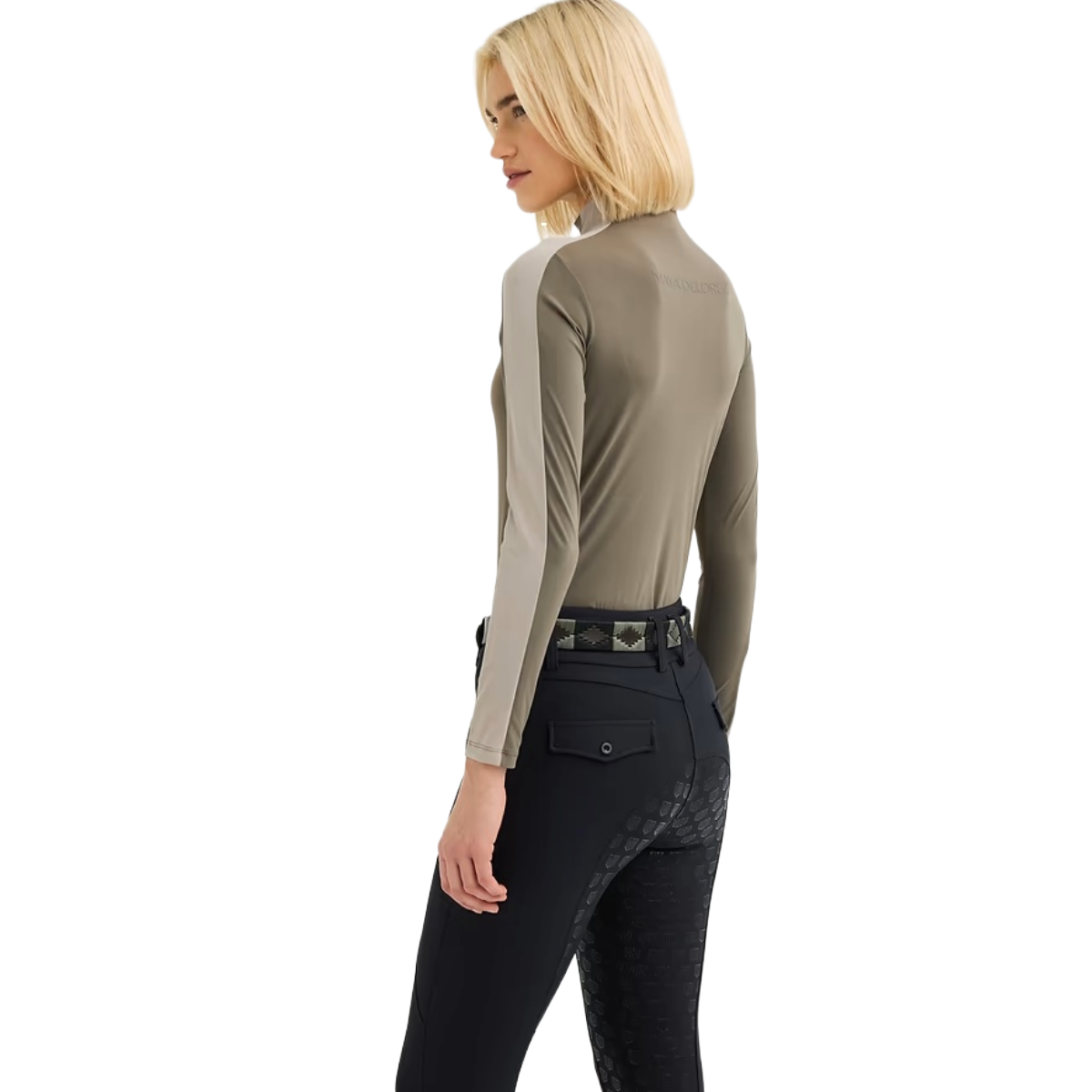 Maya Delorez Women's Long Sleeve Zipper-Brown/Beige-Back View