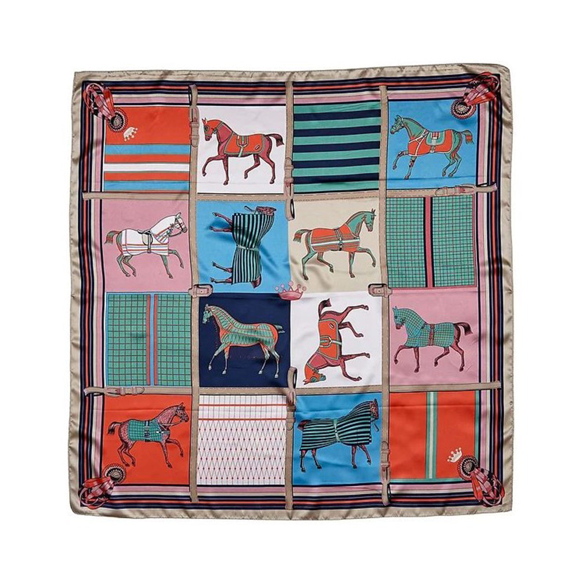AWST Int'l Horse in Blankets Silky Scarf
