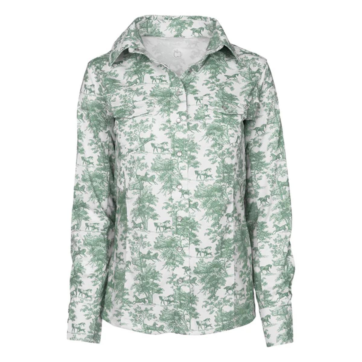 Dapplebay Women's Equestrian Toile Button Down Western Shirt