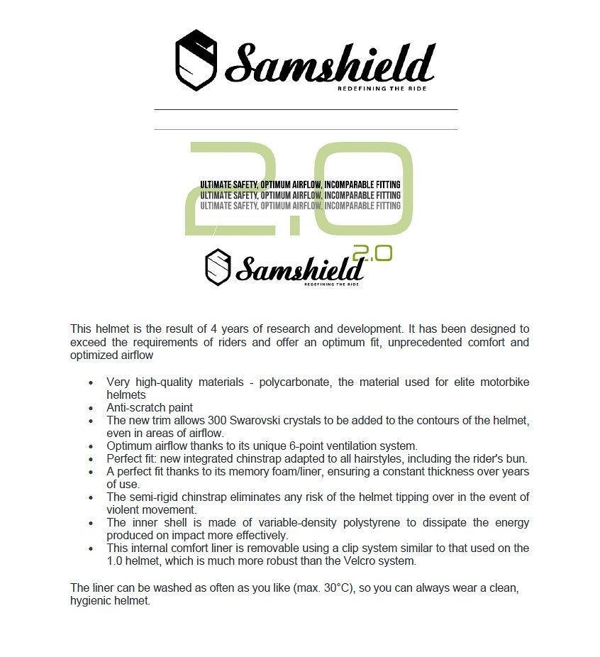 Samshield 2.0 Miss Shield Shadow Glossy Helmet - Alcantara Top
