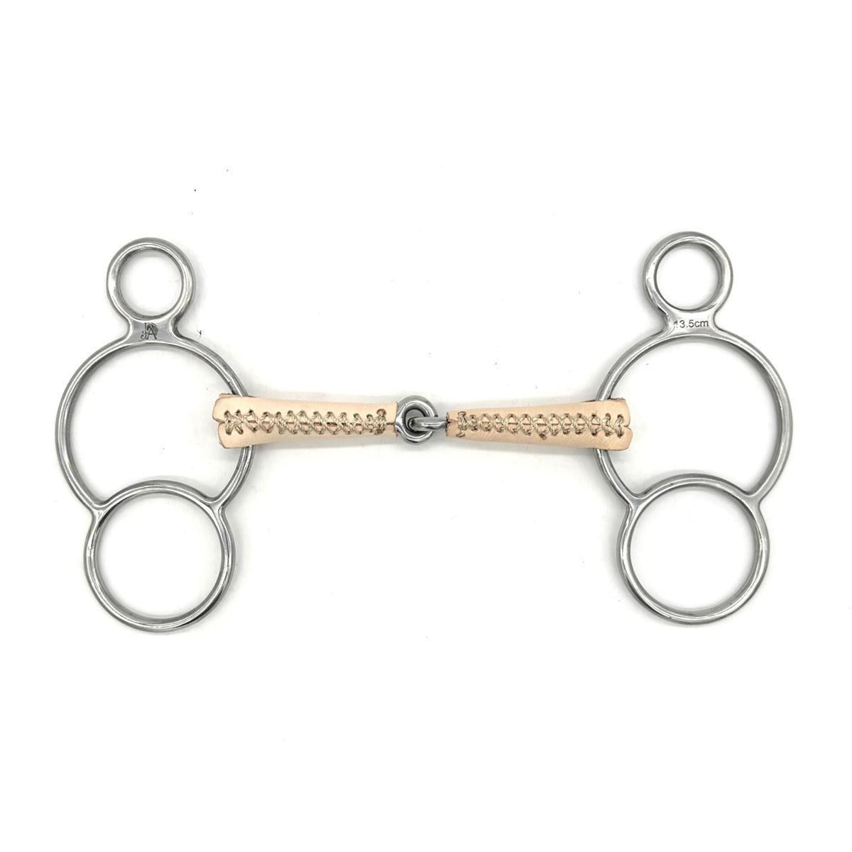 Jake Adams Single Jointed Leather Covered Two Ring Bit