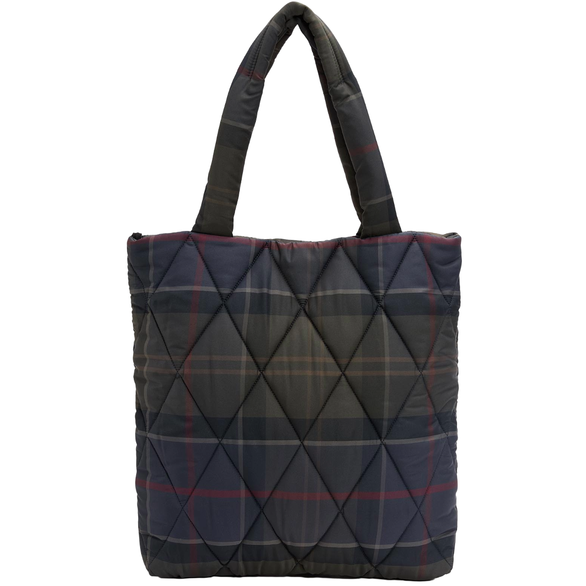 Barbour Tartan Arlene Quilted Tote Bag, Shadow Classic Tartan, back view