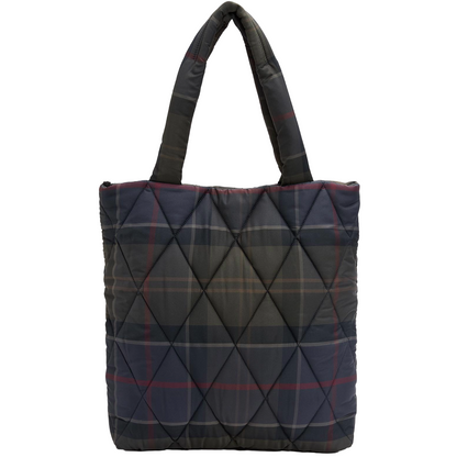 Barbour Tartan Arlene Quilted Tote Bag, Shadow Classic Tartan, back view