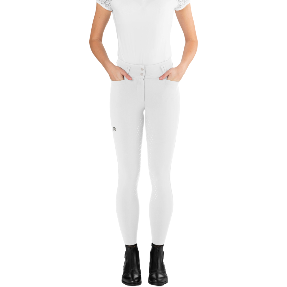 Ego7 Women's Dressage CA Breeches Model View in White
