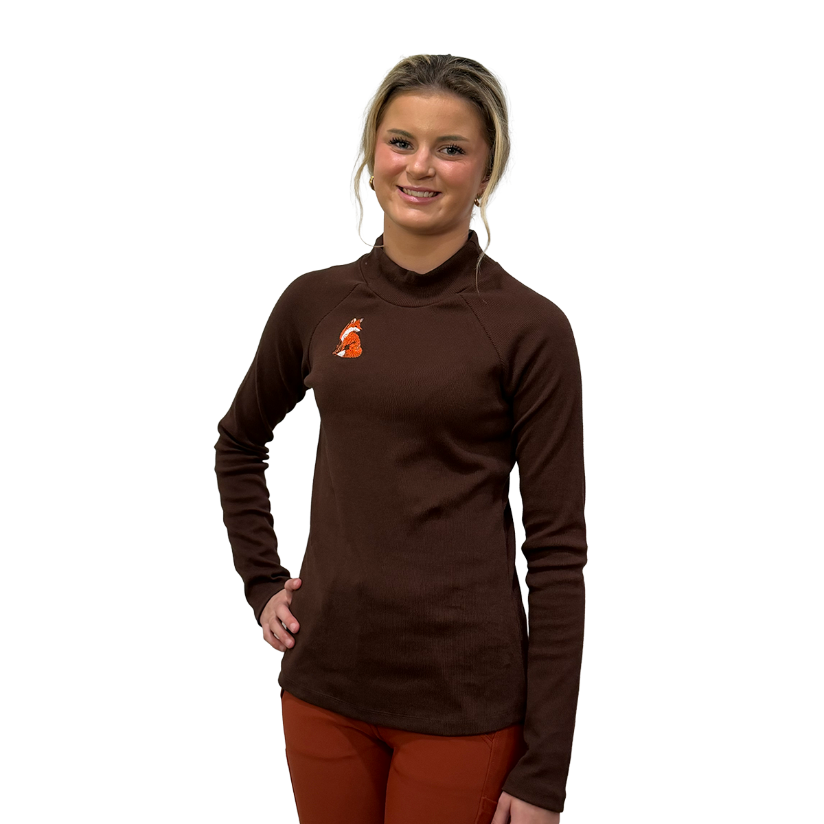 Dapplebay Women's Heirloom Mock Neck-dark bay-front view