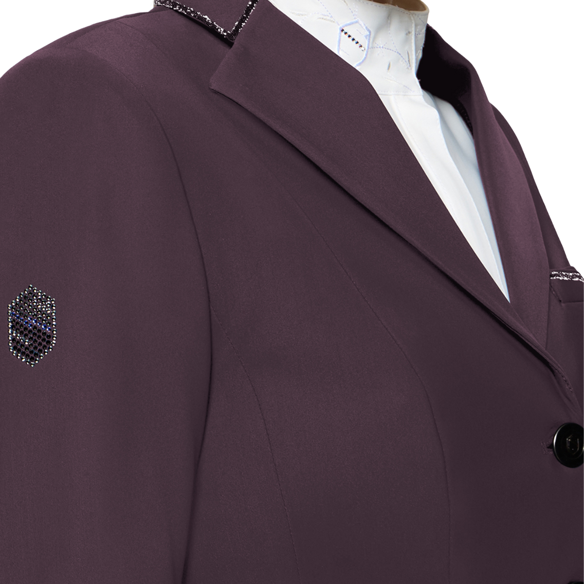 Samshield Women's Victorine Crystal Fabric Show Jacket, Black Cherry,  collar view