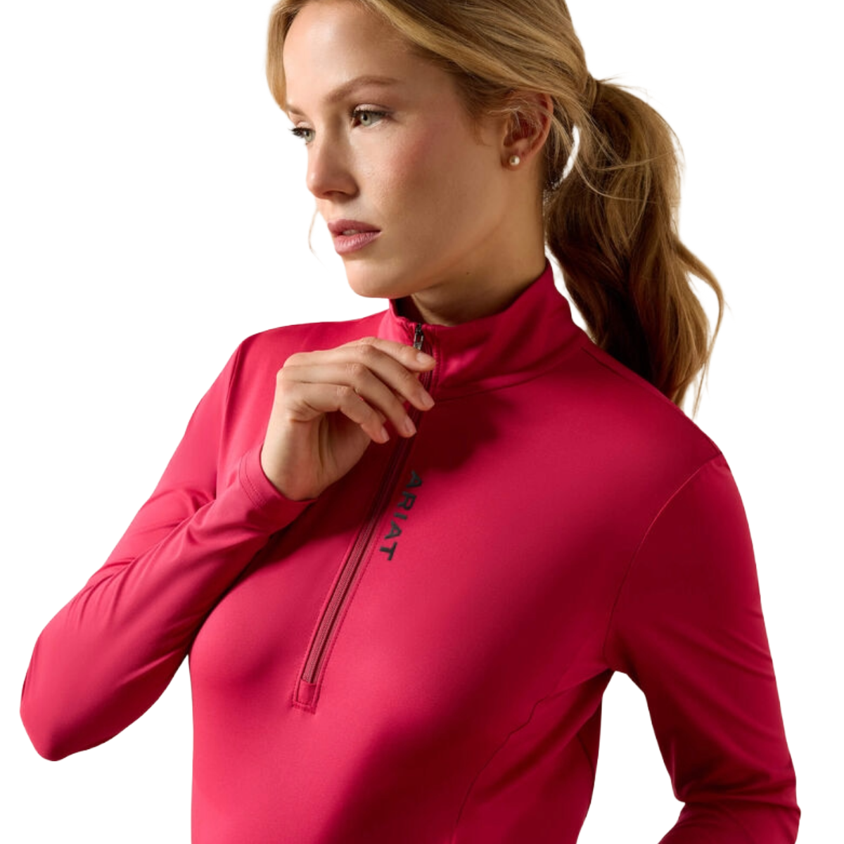 Ariat Women's Lunaveil 1/2 Zip Baselayer - Granita  - close up view
