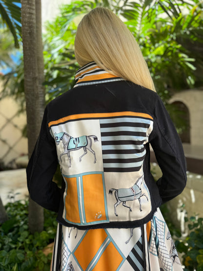 Stacy Bradley Design, The Black Denim Jacket - Blue and Black Horse