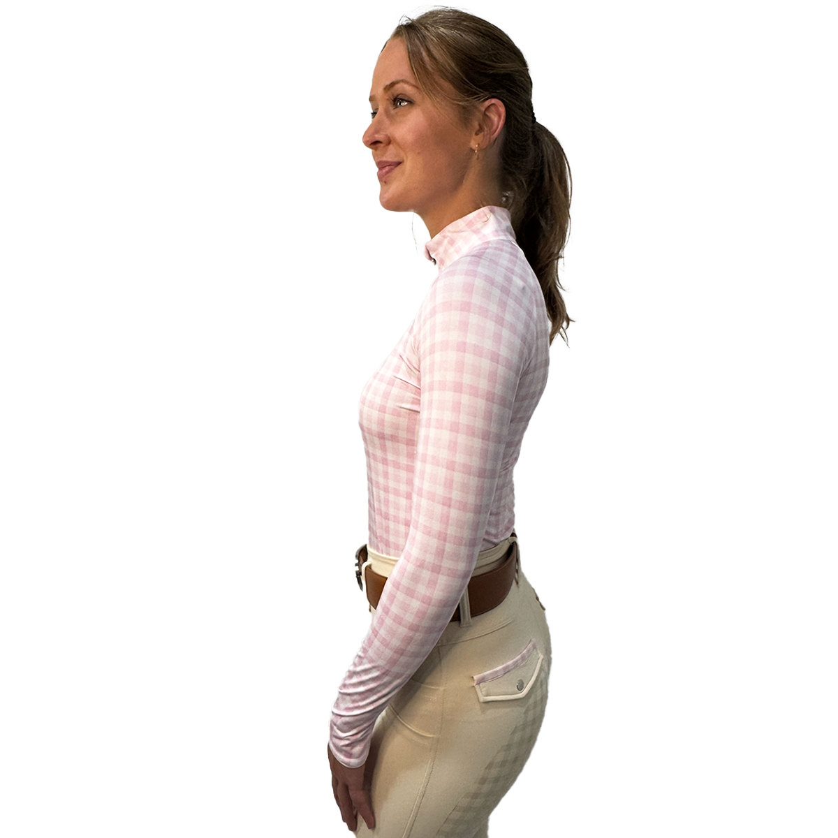 Dapplebay Gingham 1/4 Zip Long Sleeve Riding Top