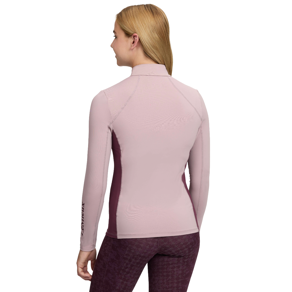 LeMieux Young Rider Classique Base Layer-wild rose-model-rear view